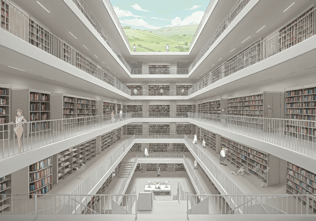 Futuristic white library